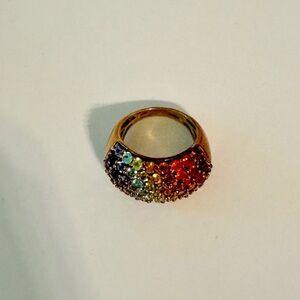 Gold plated sterling silver ring with rainbow stones